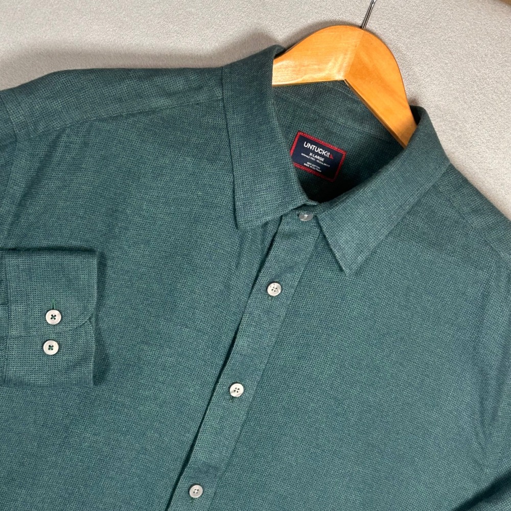 UNTUCKit Wrinkle Free Brushed Cotton
 Regular Fit Shirt Mens XL Veneto Green